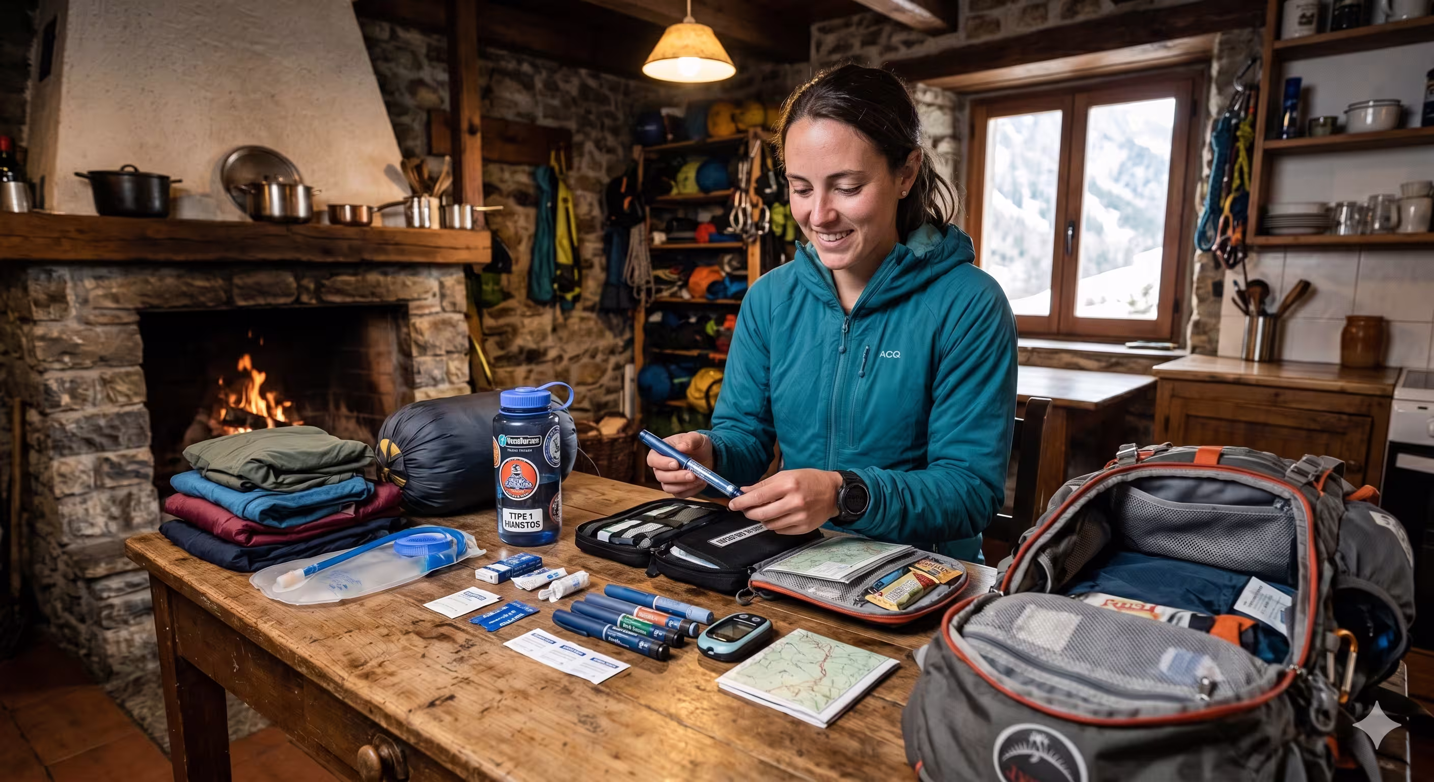 Mochila con material para diabético en excursión o viaje