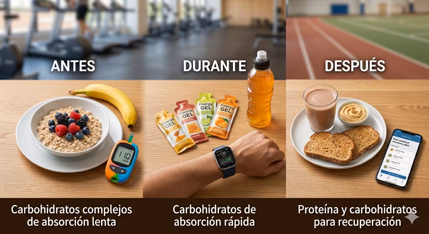Nutrición antes durante y después del ejercicio en diabetes