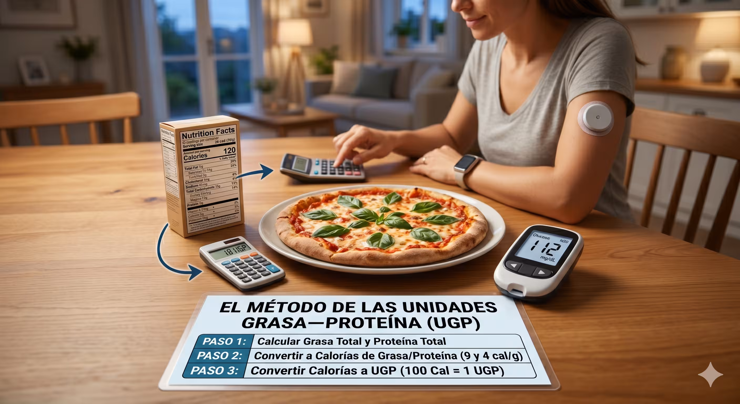 Pizza y control glucémico con unidades grasa proteína UGP